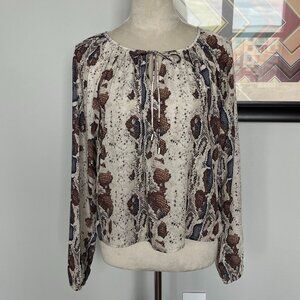 Grace Snakeskin Print Tie-neck Blouse M